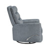 Aki Swivel Power Recliner Chair | Tufted Gray Polyester | Feather Blend
