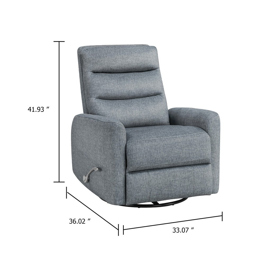 Aki Swivel Power Recliner Chair | Tufted Gray Polyester | Feather Blend