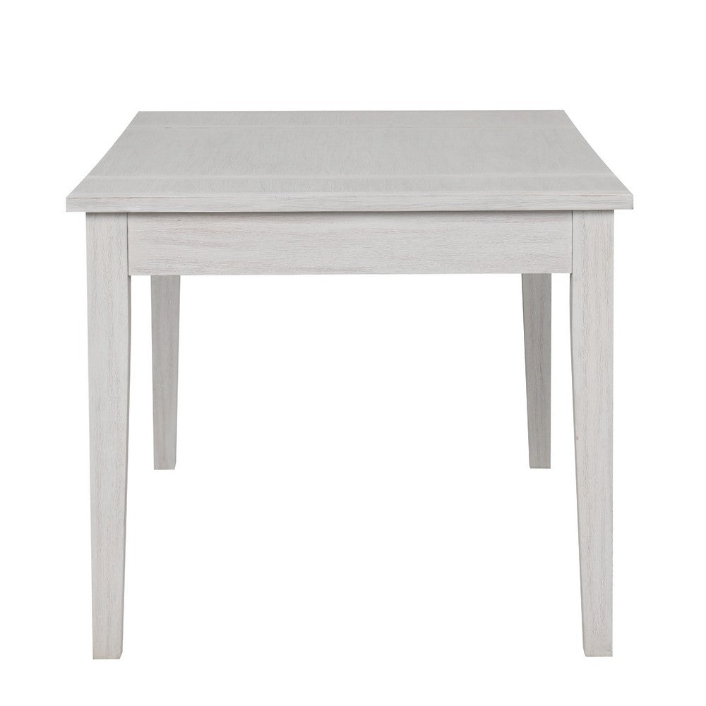 Exy Dining Table | White | Gray Rubberwood | 1 Drawer | Rectangular 66"