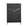 Semy Tall Dresser Chest | Charcoal Gray Marble Laminate | Gold