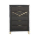Semy Tall Dresser Chest | Charcoal Gray Marble Laminate | Gold