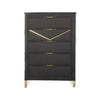 Semy Tall Dresser Chest | Charcoal Gray Marble Laminate | Gold