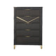 Semy Tall Dresser Chest | Charcoal Gray Marble Laminate | Gold