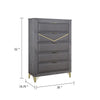 Semy Tall Dresser Chest | Charcoal Gray Marble Laminate | Gold