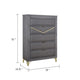 Semy Tall Dresser Chest | Charcoal Gray Marble Laminate | Gold