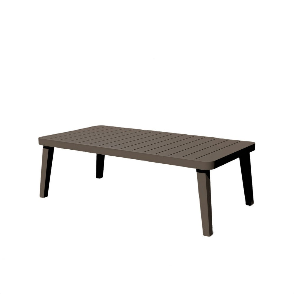 Geny Patio Coffee Table | Brown Aluminum | Rectangular 49" Top