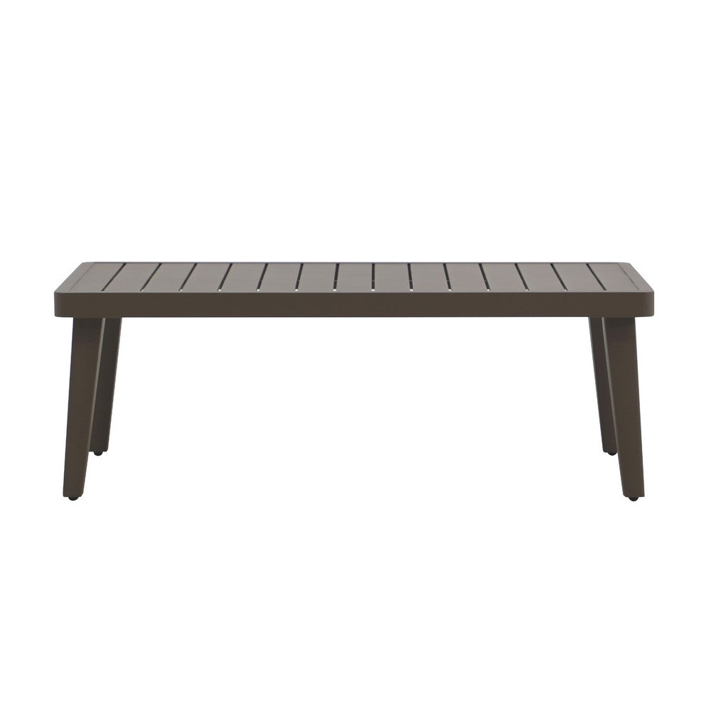 Geny Patio Coffee Table | Brown Aluminum | Rectangular 49" Top