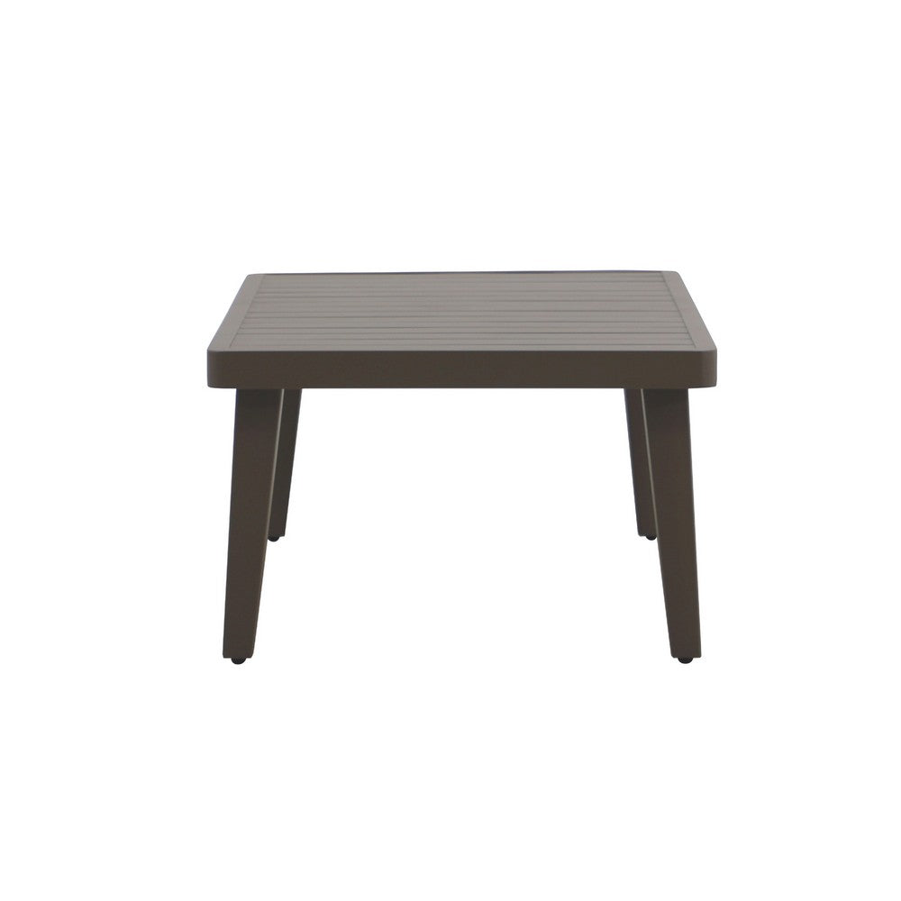 Geny Patio Coffee Table | Brown Aluminum | Rectangular 49" Top