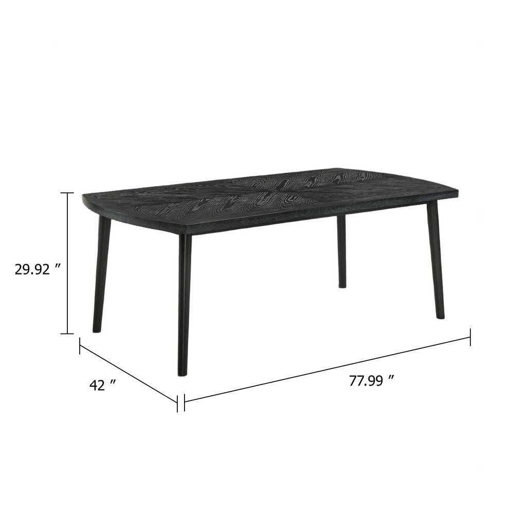 Sevy Dining Table | Black Rubberwood | Rectangular 78" Top
