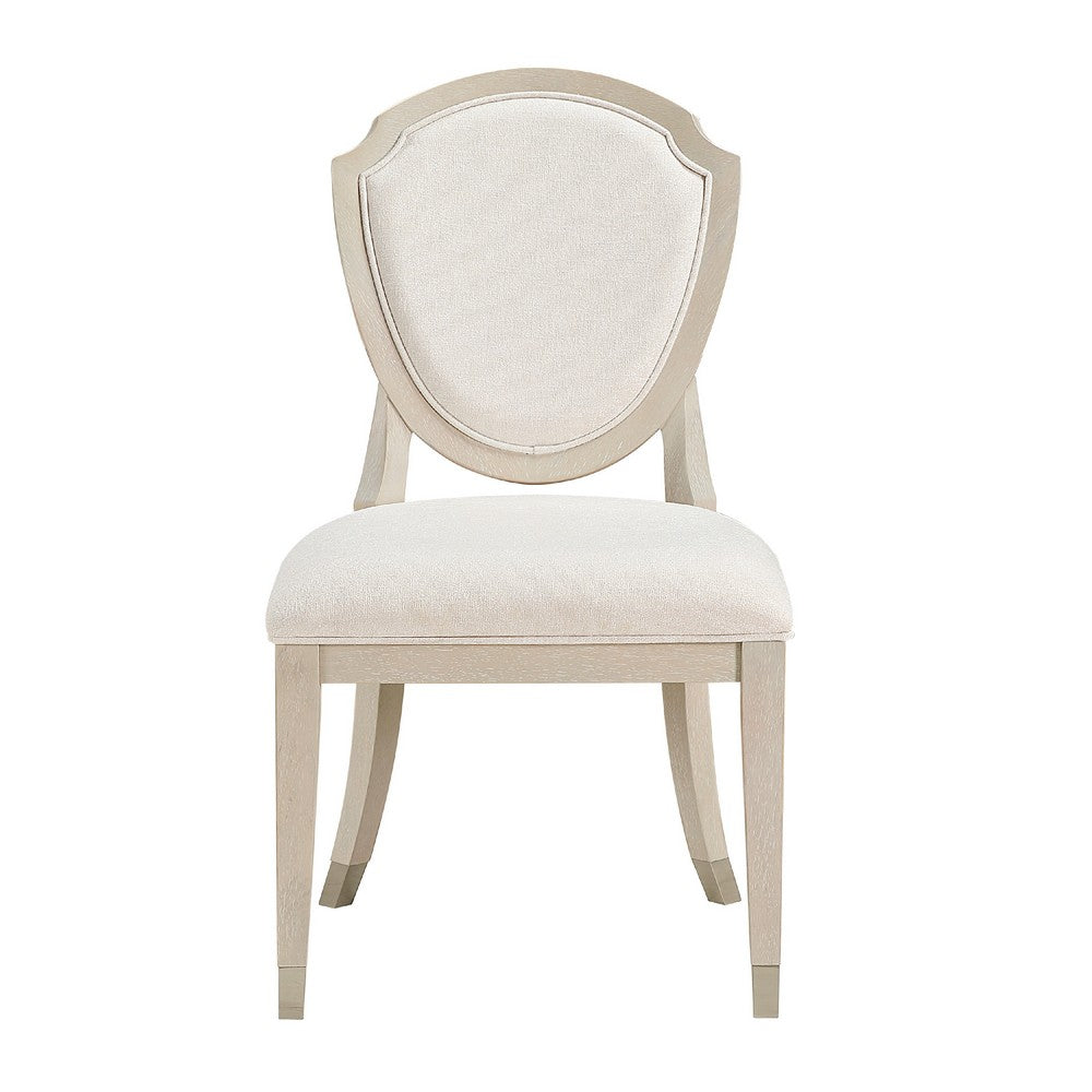 Olto Dining Side Chair Set of 2 | Light White Oak Wood | Ivory Chenille