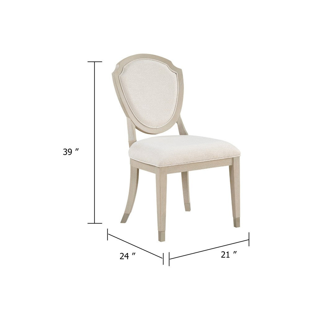 Olto Dining Side Chair Set of 2 | Light White Oak Wood | Ivory Chenille