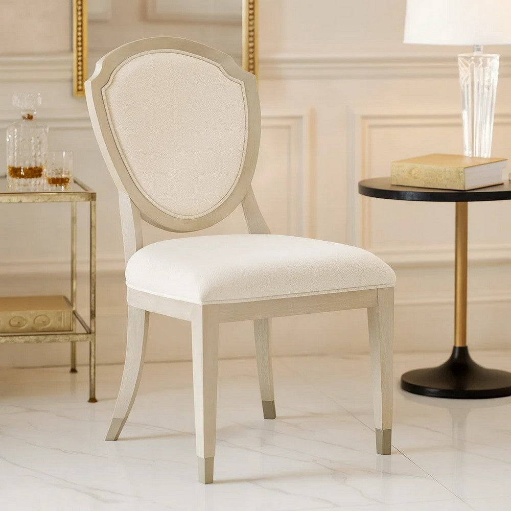 Olto Dining Side Chair Set of 2 | Light White Oak Wood | Ivory Chenille