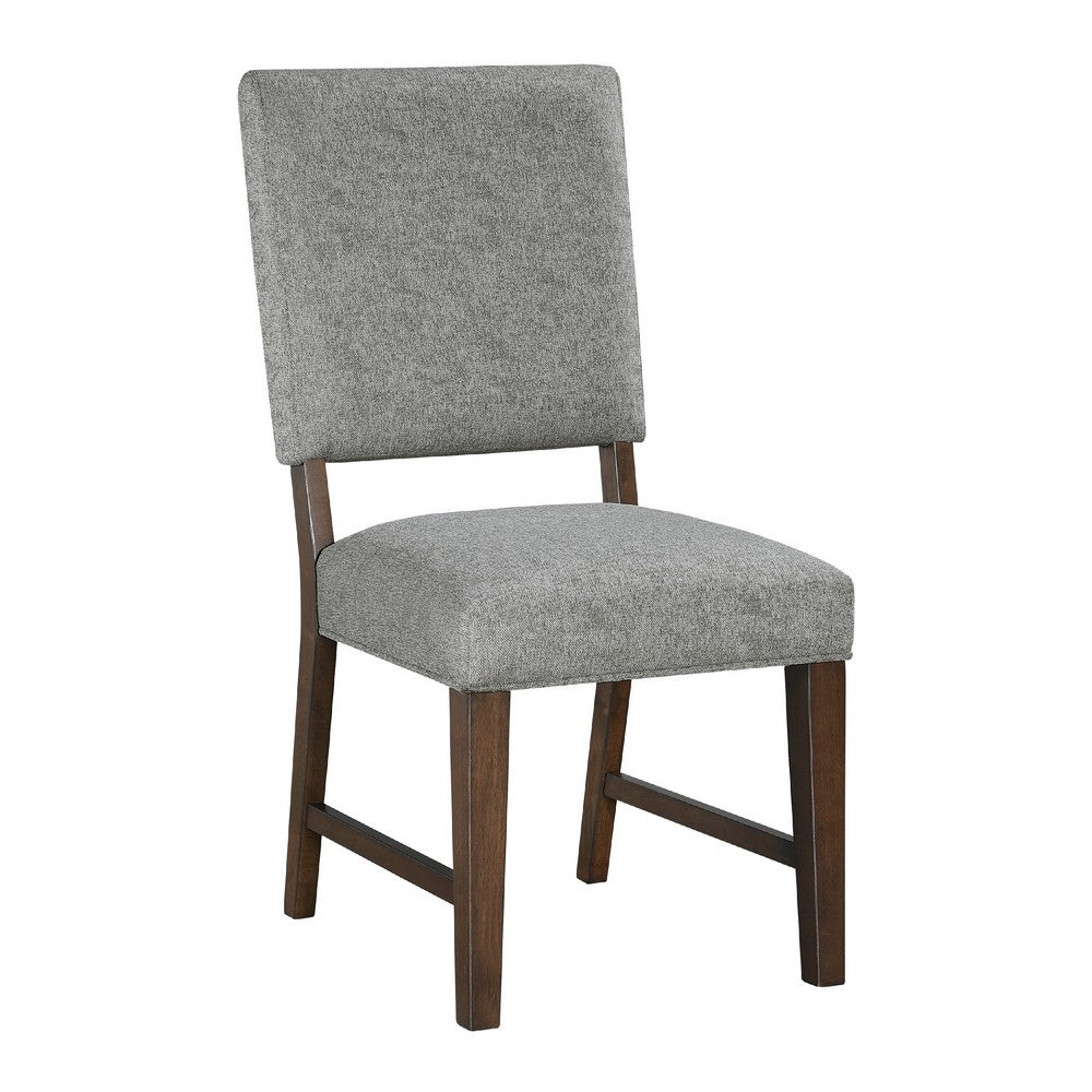 Bloi Dining Side Chair Set of 2 | Gray Textured Polyester | Brown Legs