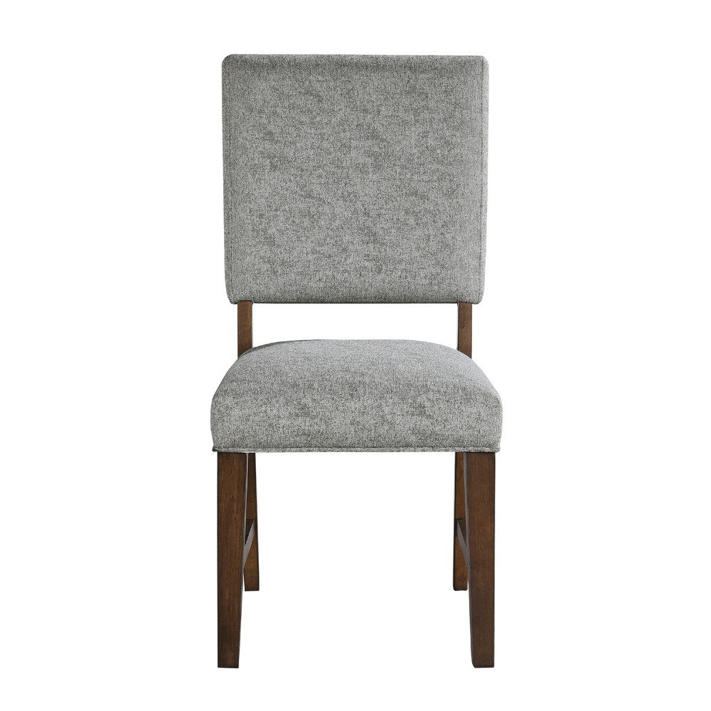 Bloi Dining Side Chair Set of 2 | Gray Textured Polyester | Brown Legs