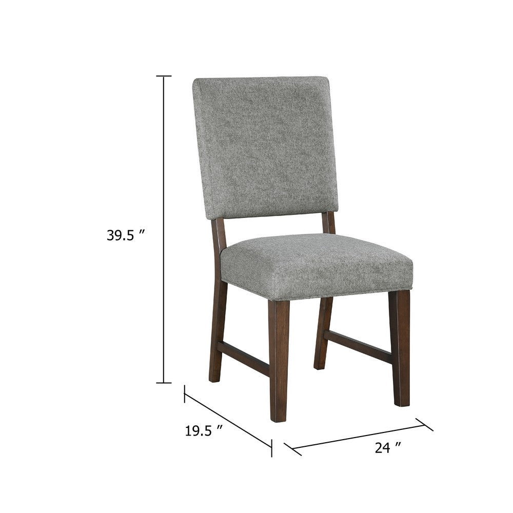 Bloi Dining Side Chair Set of 2 | Gray Textured Polyester | Brown Legs