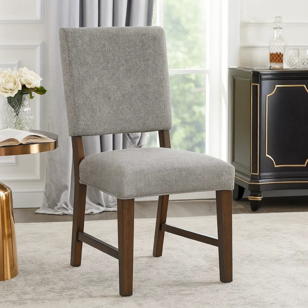 Bloi Dining Side Chair Set of 2 | Gray Textured Polyester | Brown Legs