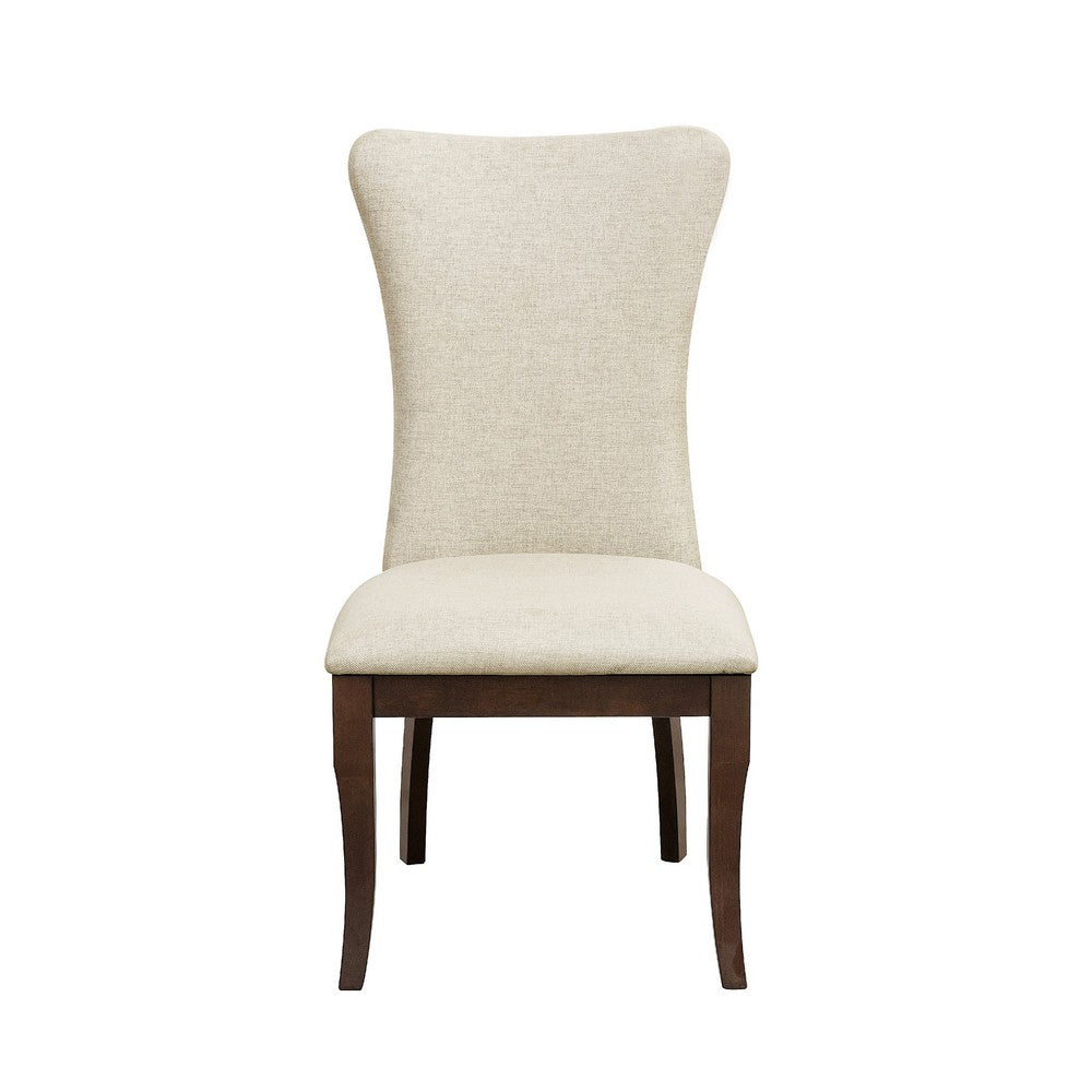 Orom Dining Side Chair Set of 2 | High Backrest | Off White Polyester