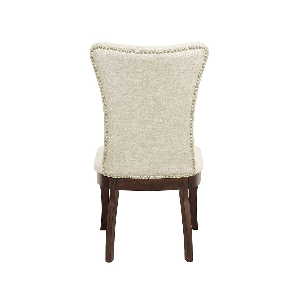 Orom Dining Side Chair Set of 2 | High Backrest | Off White Polyester