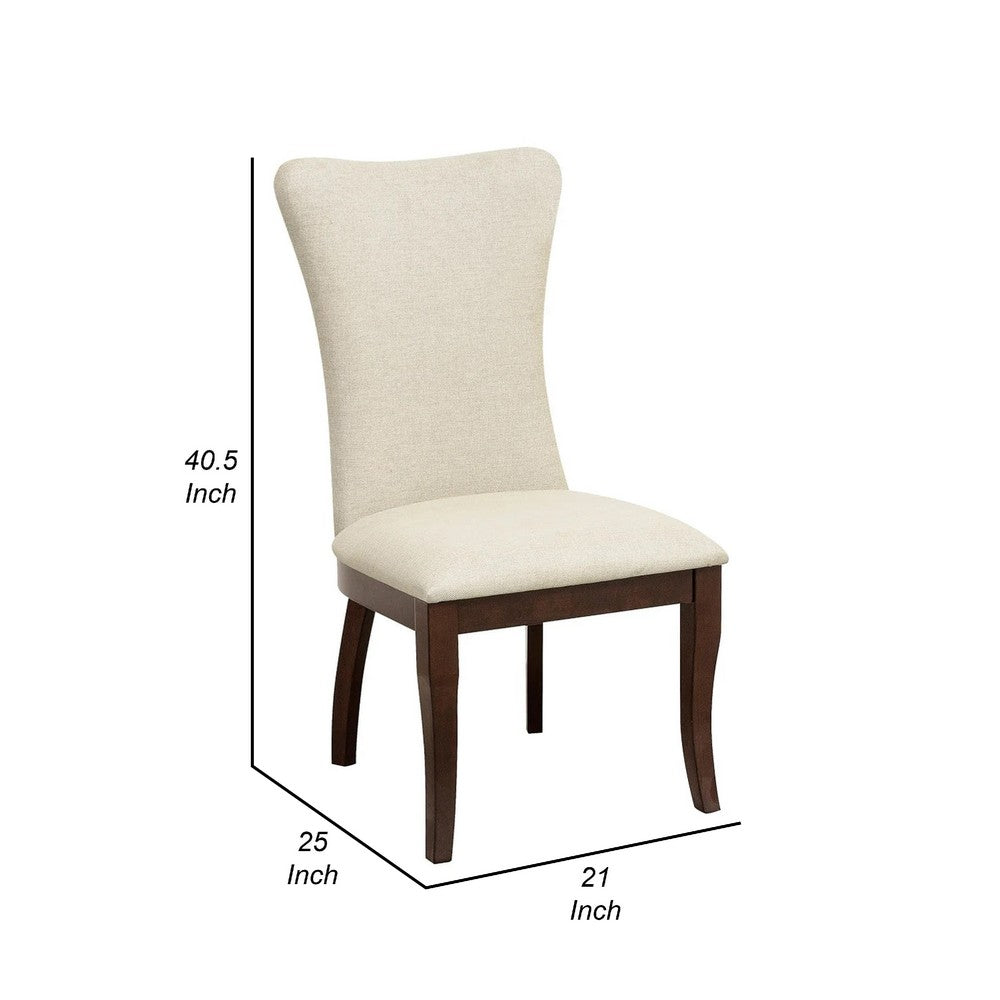 Orom Dining Side Chair Set of 2 | High Backrest | Off White Polyester