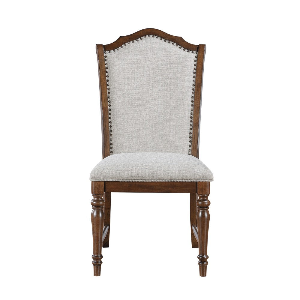 Feva Dining Side Chair Set of 2 | Gray Polyester | High Back | Nailhead Trim