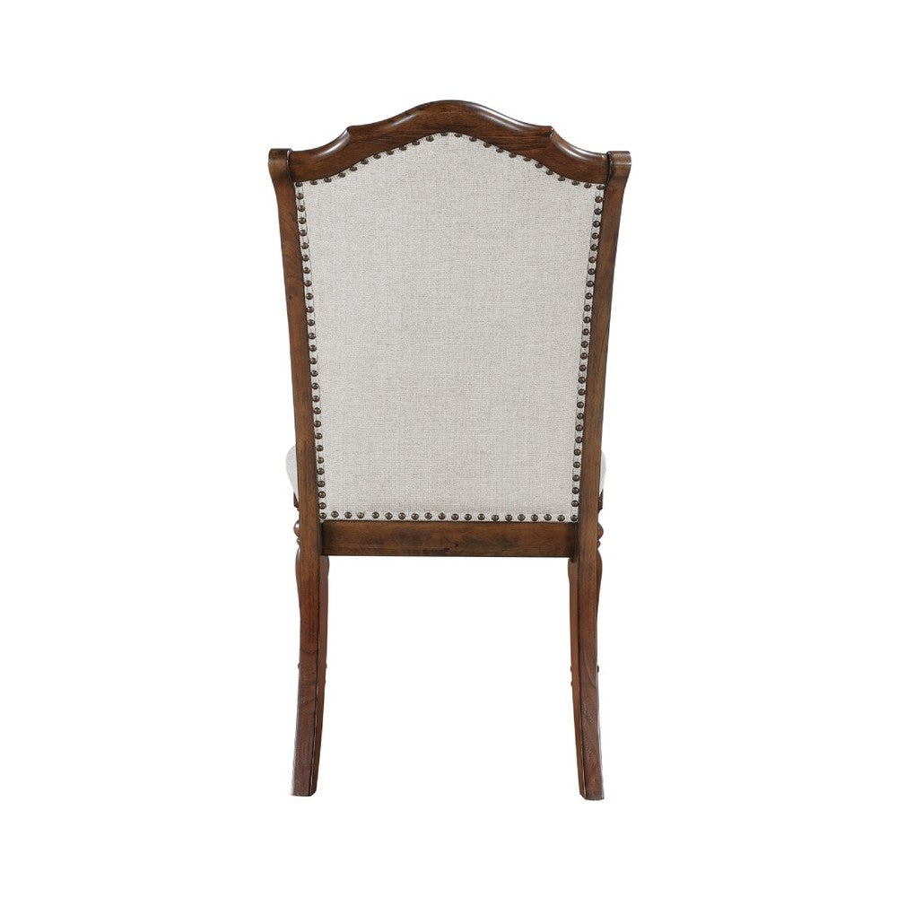 Feva Dining Side Chair Set of 2 | Gray Polyester | High Back | Nailhead Trim