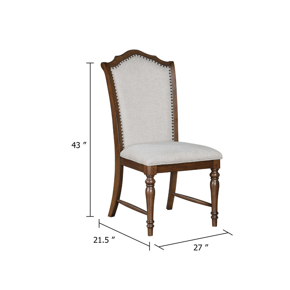 Feva Dining Side Chair Set of 2 | Gray Polyester | High Back | Nailhead Trim