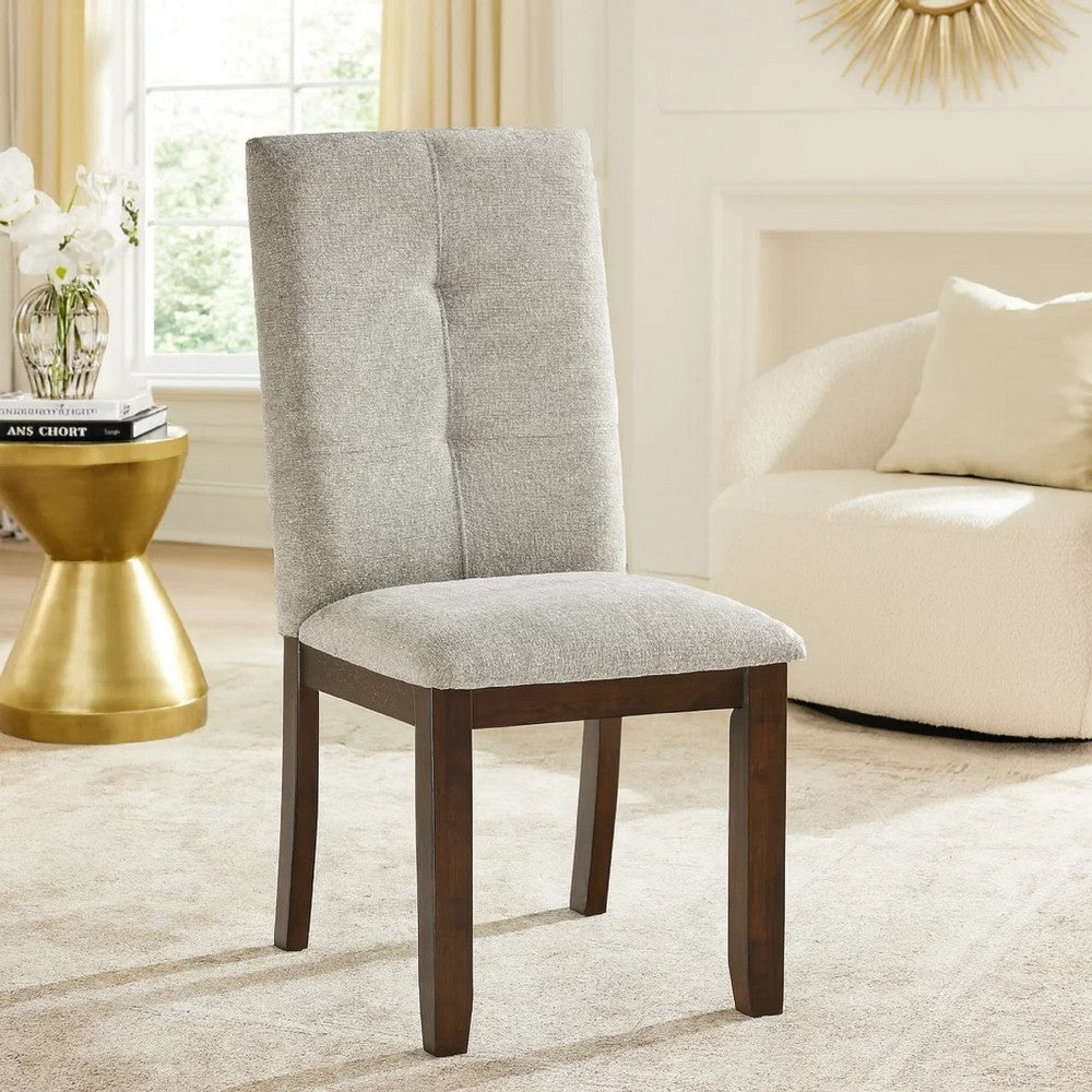 Sifa Dining Side Chair Set of 2 | Moonstone Gray Polyester | Tufted Stitch