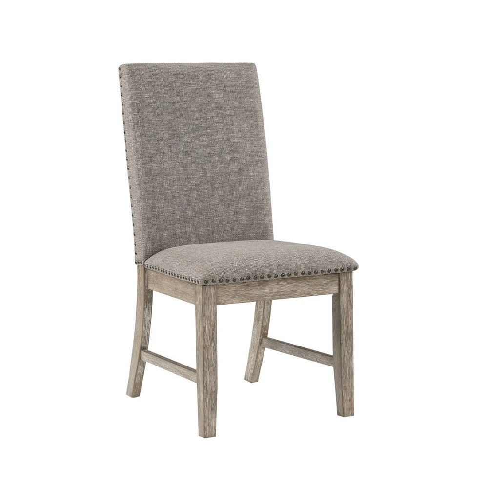 Ruth Dining Chair Set of 2 | Gray Polyester Padding | Nailhead Trim