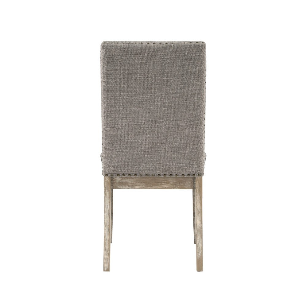 Ruth Dining Chair Set of 2 | Gray Polyester Padding | Nailhead Trim