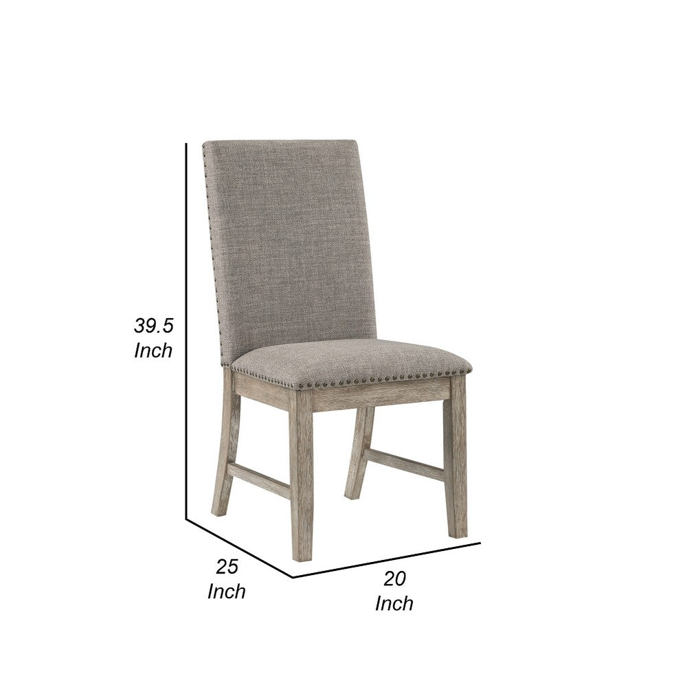 Ruth Dining Chair Set of 2 | Gray Polyester Padding | Nailhead Trim