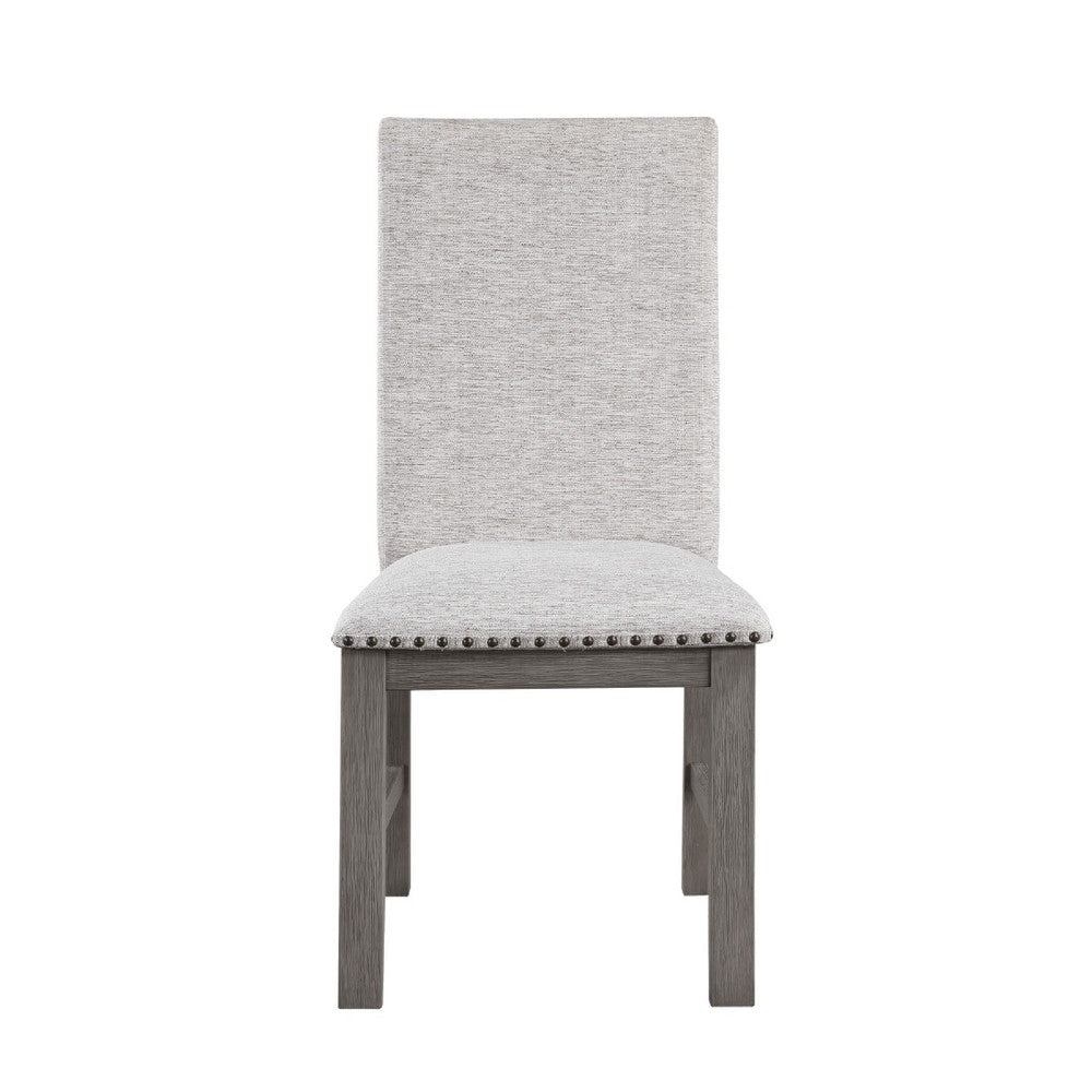 Hoso Dining Side Chair Set of 2 | Beige | Wood Frame | Nailhead Trim