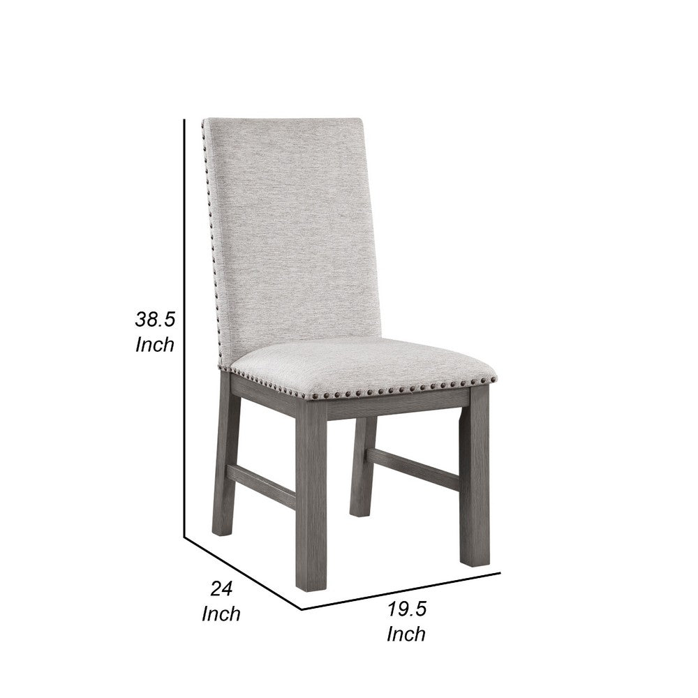 Hoso Dining Side Chair Set of 2 | Beige | Wood Frame | Nailhead Trim