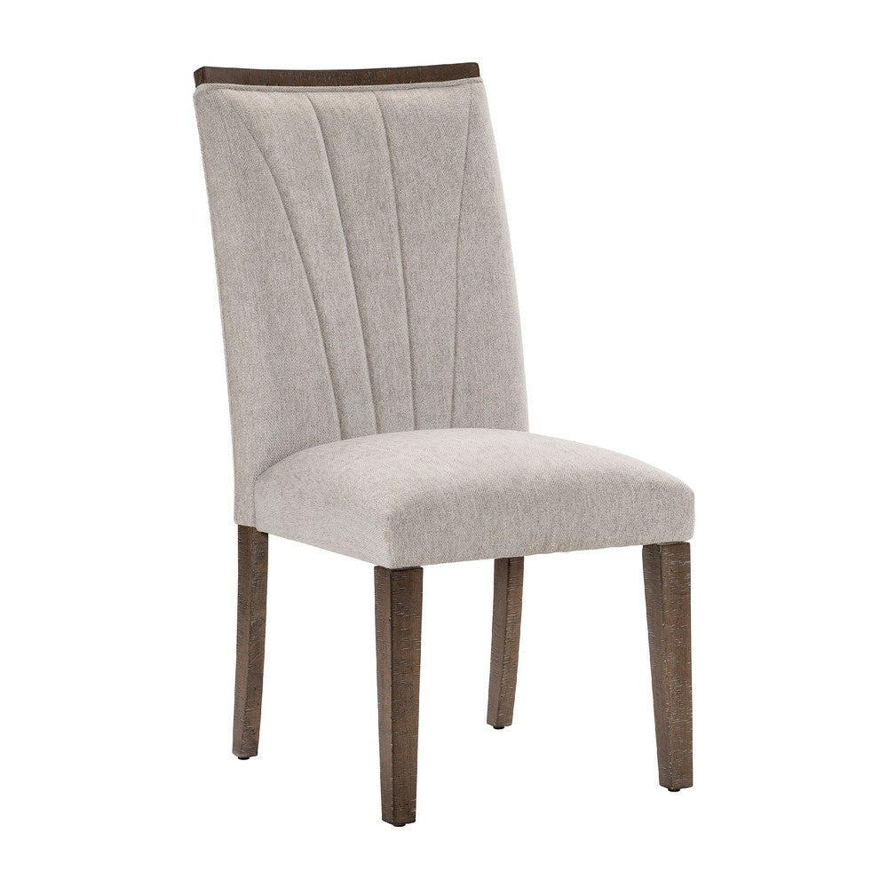 Olia Dining Side Chair Set of 2 | Gray Polyester | Straight Wood Legs