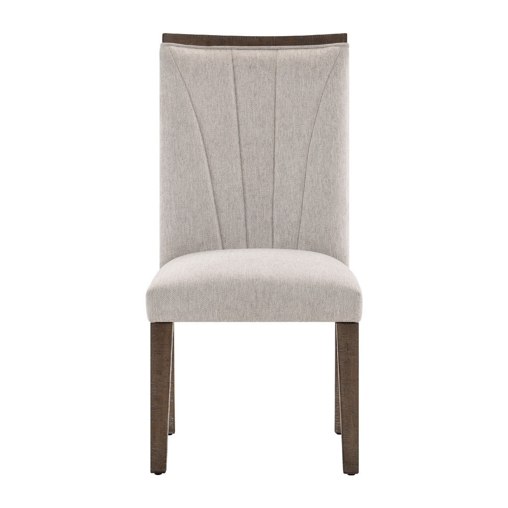 Olia Dining Side Chair Set of 2 | Gray Polyester | Straight Wood Legs