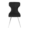 Dew Dining Side Chair Set of 2 | Contoured Black Velvet | Chrome Legs