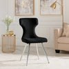 Dew Dining Side Chair Set of 2 | Contoured Black Velvet | Chrome Legs