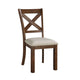 Alex Dining Side Chair Set of 2 | Beige Polyester Seat | Wood Cross Back