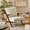 Lexi Accent Chair | Pascal Brown Slat Back | Foam Cushions | Beige Chenille