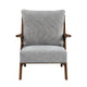 Lexi Accent Chair | Pascal Brown Slat Back | Foam Cushions | Gray Chenille