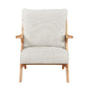 Lexi Accent Chair | Natural Brown Slat Back | Foam Cushions | Beige Chenille