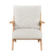 Lexi Accent Chair | Natural Brown Slat Back | Foam Cushions | Beige Chenille