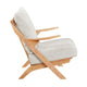 Lexi Accent Chair | Natural Brown Slat Back | Foam Cushions | Beige Chenille