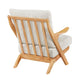 Lexi Accent Chair | Natural Brown Slat Back | Foam Cushions | Beige Chenille