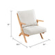 Lexi Accent Chair | Natural Brown Slat Back | Foam Cushions | Beige Chenille