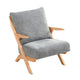 Lexi Accent Chair | Natural Brown Slat Back | Foam Cushions | Gray Chenille
