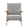 Lexi Accent Chair | Natural Brown Slat Back | Foam Cushions | Gray Chenille