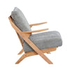 Lexi Accent Chair | Natural Brown Slat Back | Foam Cushions | Gray Chenille