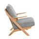 Lexi Accent Chair | Natural Brown Slat Back | Foam Cushions | Gray Chenille