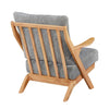 Lexi Accent Chair | Natural Brown Slat Back | Foam Cushions | Gray Chenille