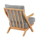 Lexi Accent Chair | Natural Brown Slat Back | Foam Cushions | Gray Chenille